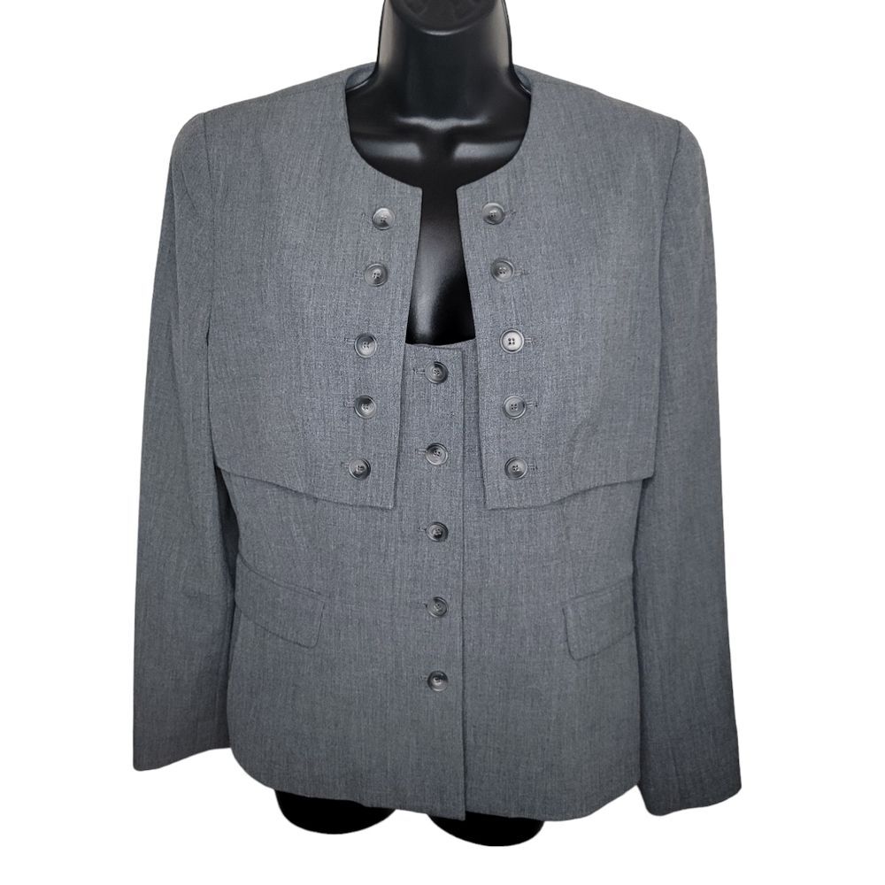 Etcetera Nwot gray military style blazer jacket size 10